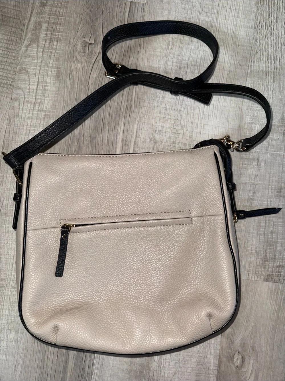kate spade Two-Tone Pebbled Leather Shoulder Bag in Ivory and Black